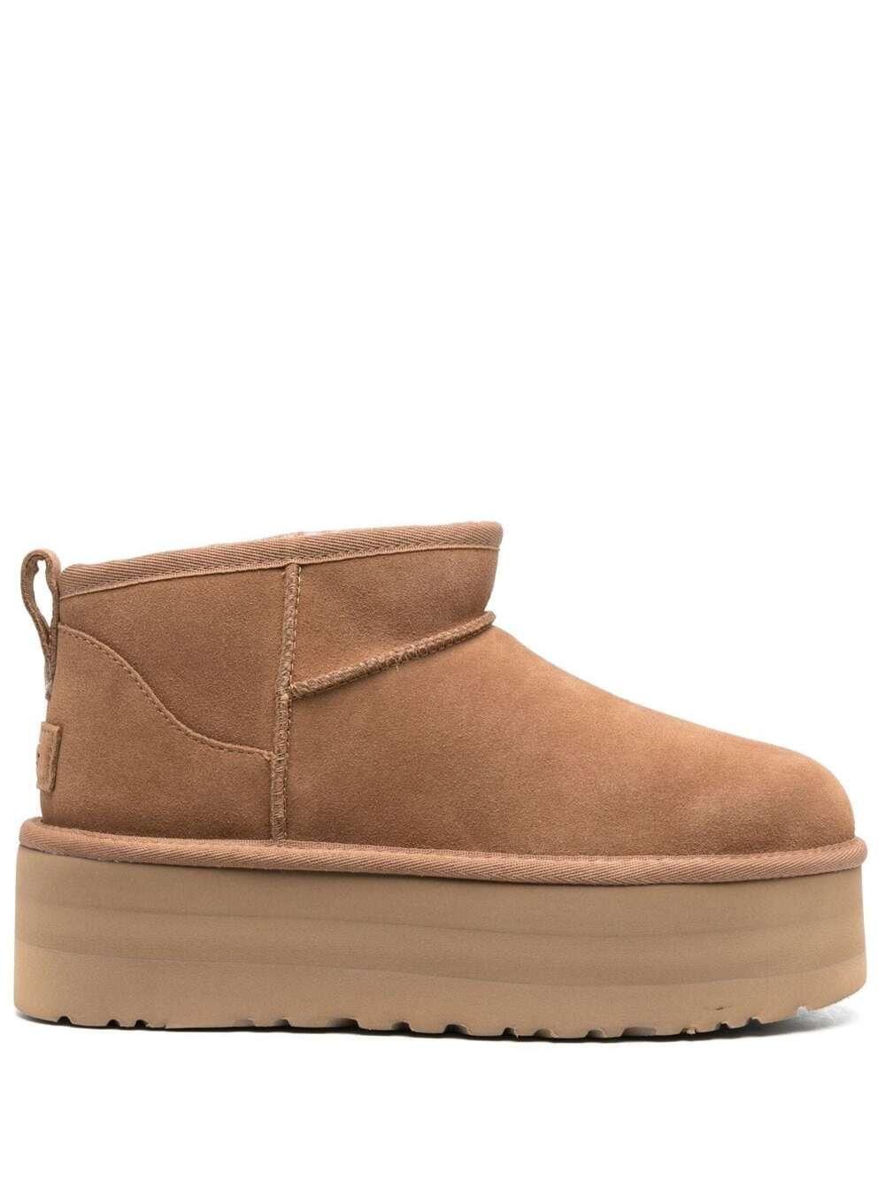 ugg ultramini beige boots with platform in suede woman