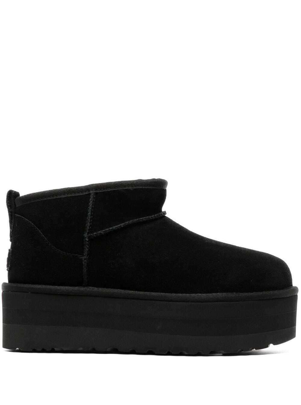 ugg ultramini black boots with platform in suede woman
