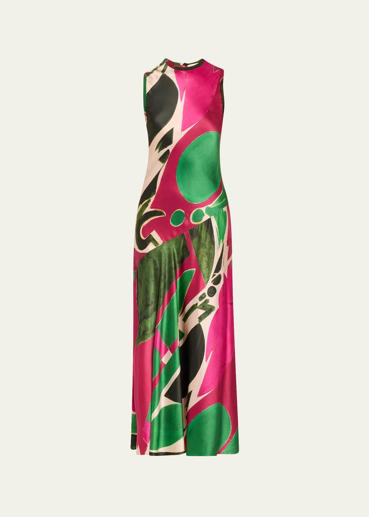 uj x lee krasner gaea abstract silk slip dress