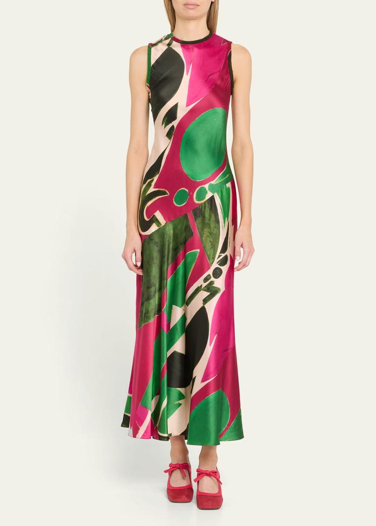 uj x lee krasner gaea abstract silk slip dress