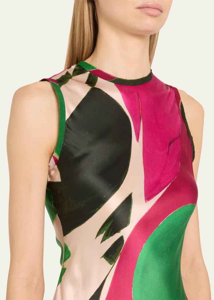 uj x lee krasner gaea abstract silk slip dress