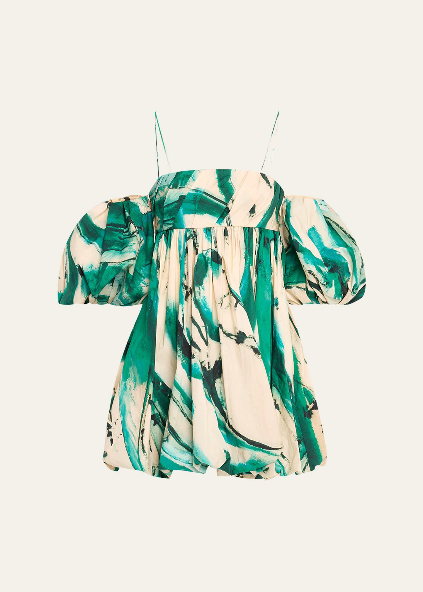 uj x lee krasner hartigan portrait in green mini dress