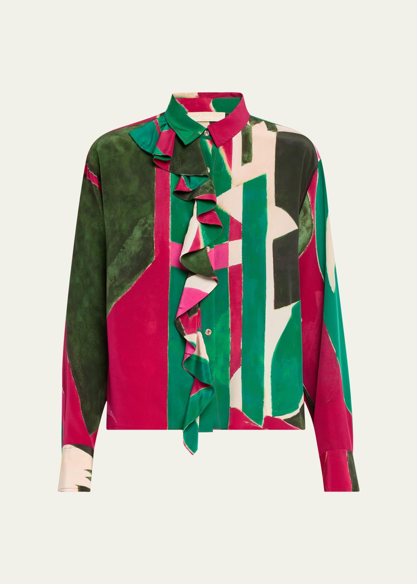 uj x lee krasner study abstract ruffle blouse