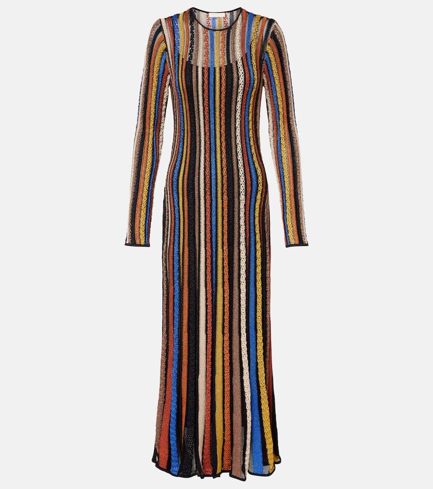 ulla johnson albie striped lamé maxi dress