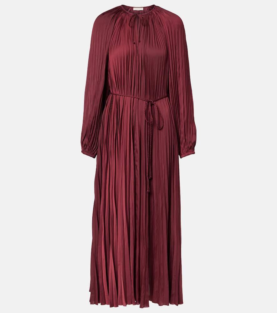 ulla johnson alexia satin plissé midi dress