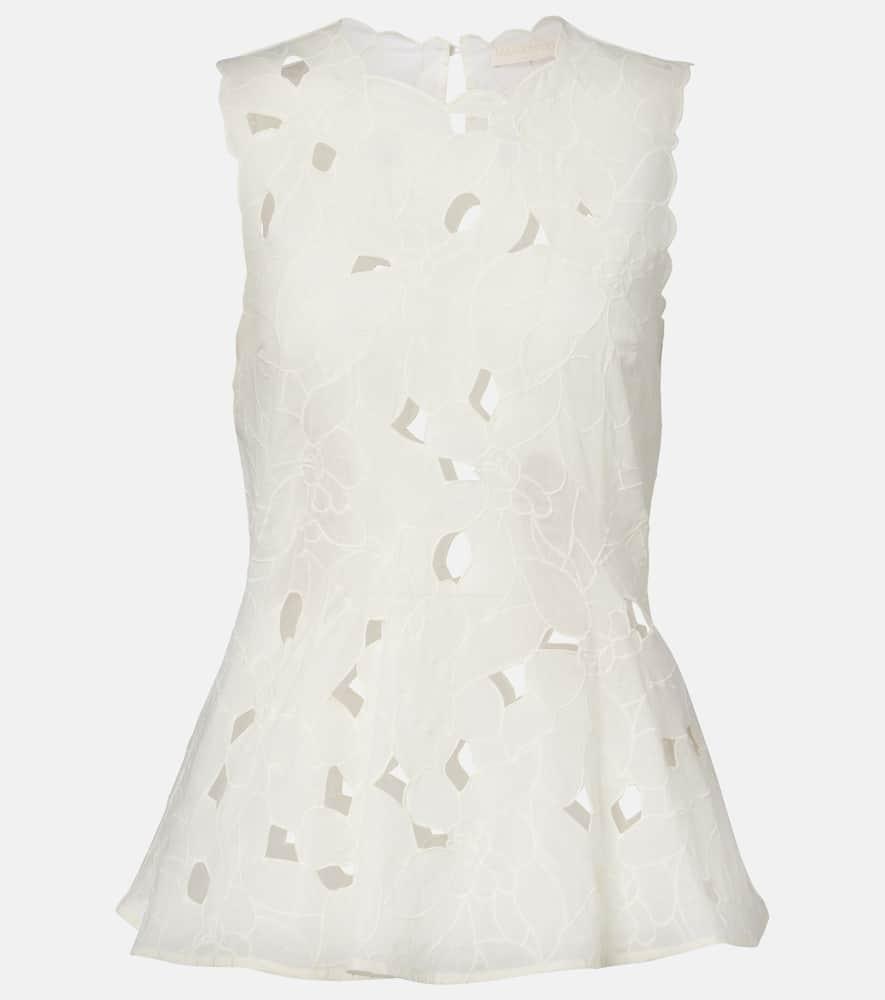 ulla johnson ali floral cotton organda top