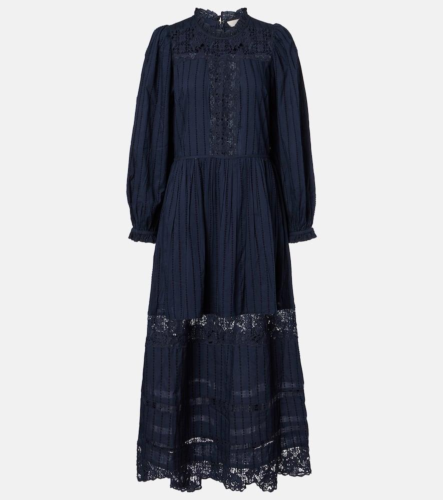 ulla johnson amelie lace and cotton midi dress