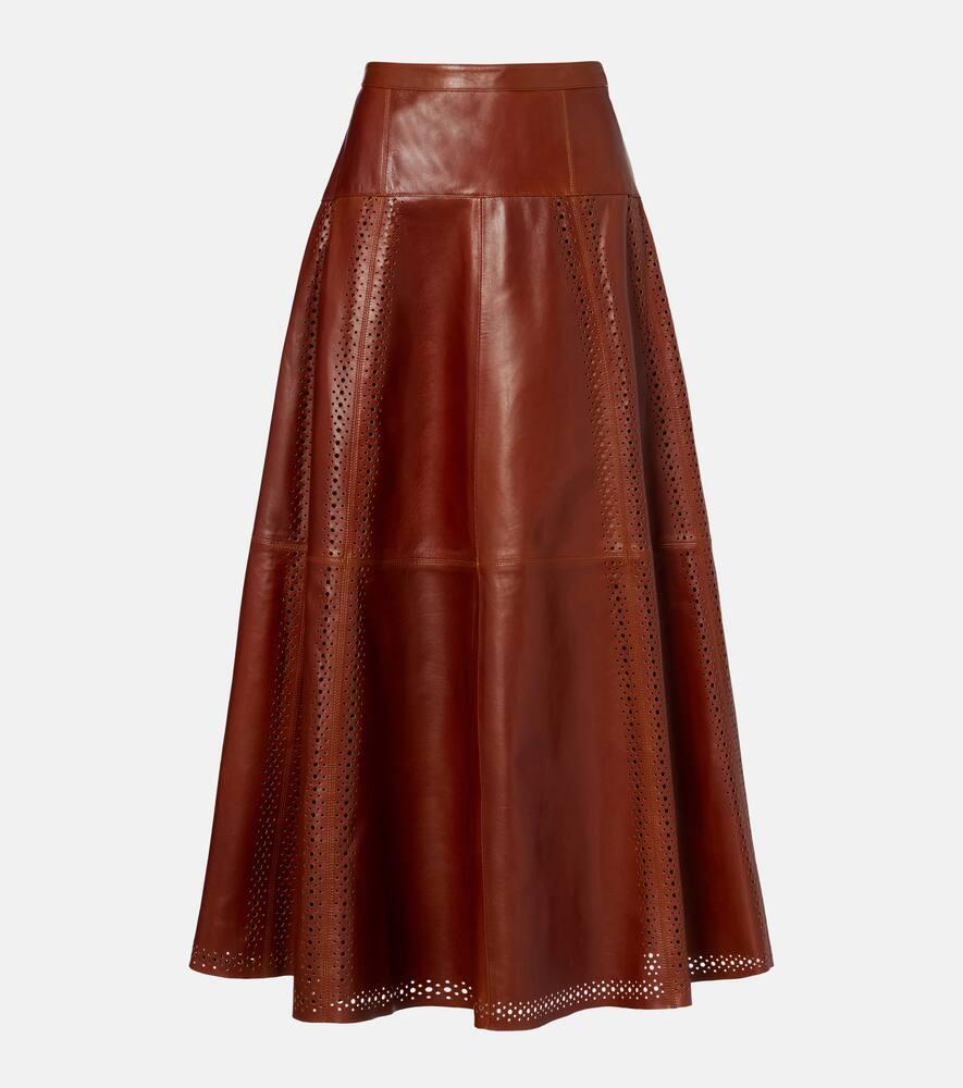 ulla johnson aninda leather midi skirt