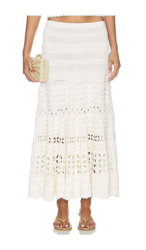 ulla johnson annisa eyelet knit skirt in ivory.