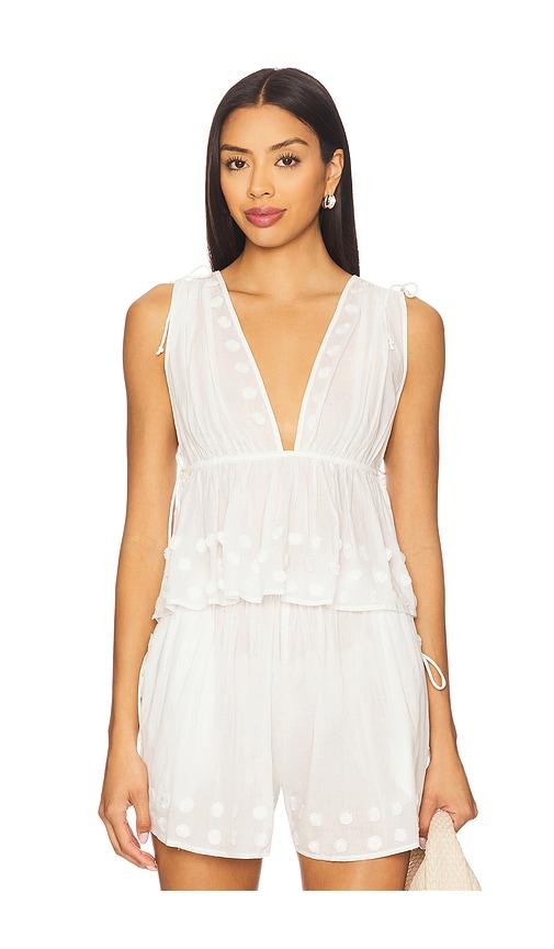ulla johnson anya plunge v neck top coverup in white.