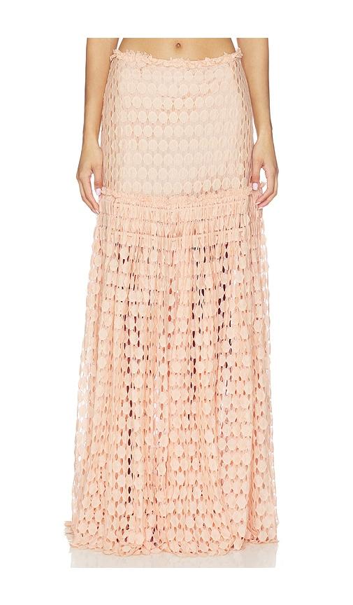 ulla johnson aris lace maxi skirt in blush.