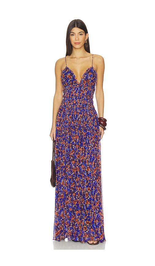 ulla johnson atrani silk gown in purple.