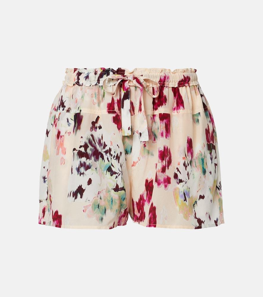 ulla johnson aurielle floral silk shorts