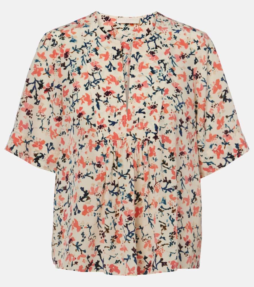ulla johnson calla floral silk top