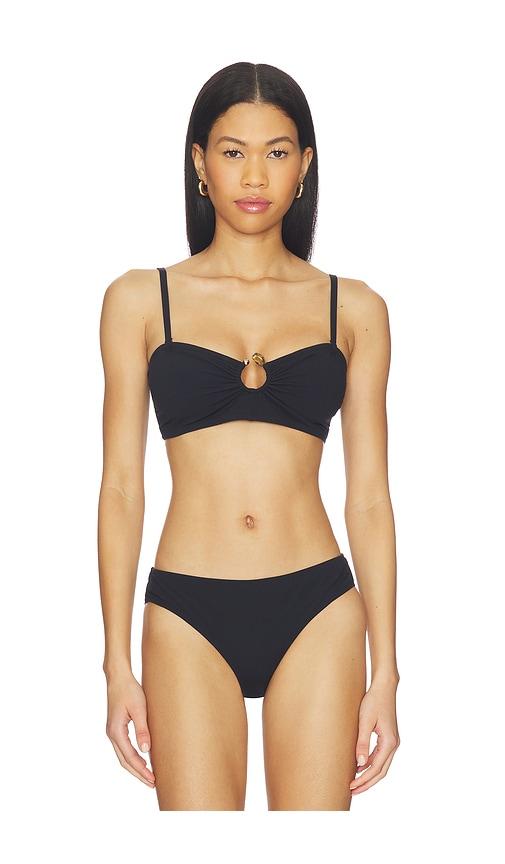 ulla johnson corfu bikini top in black.