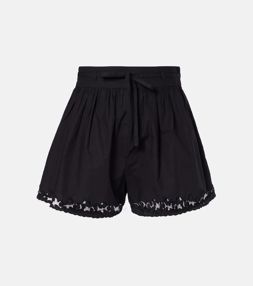 ulla johnson elowen embroidered cotton poplin shorts