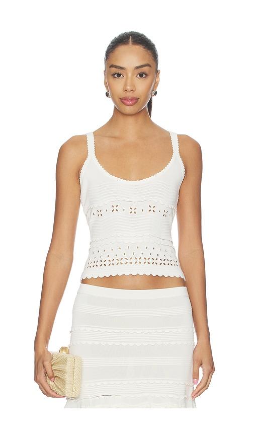 ulla johnson esme eyelet knit camisole in ivory.