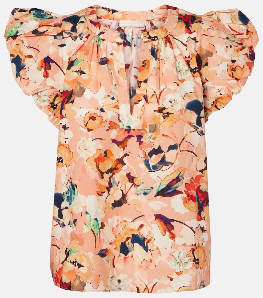 ulla johnson floral cotton top