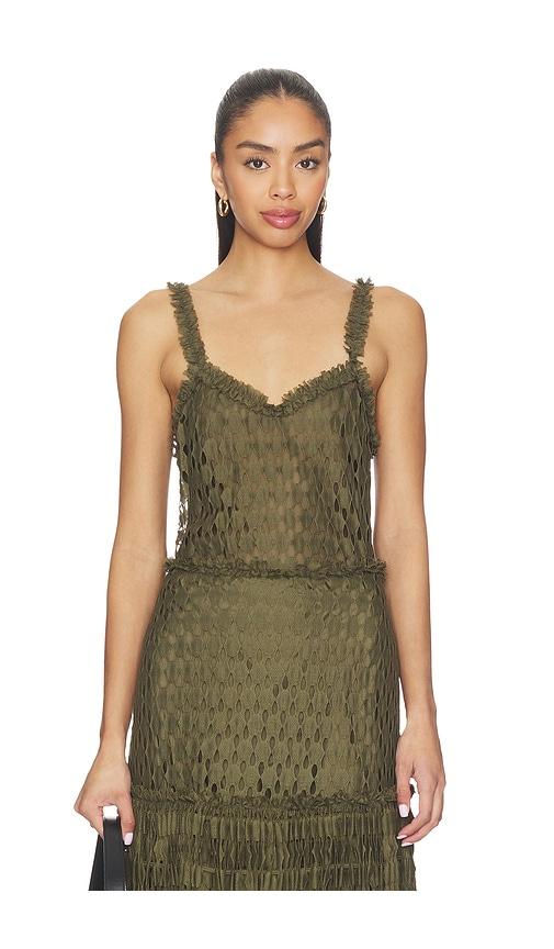 ulla johnson francoise lace tank top in army.