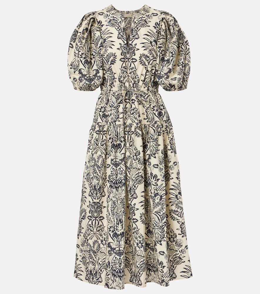 ulla johnson harriet printed cotton poplin midi dress