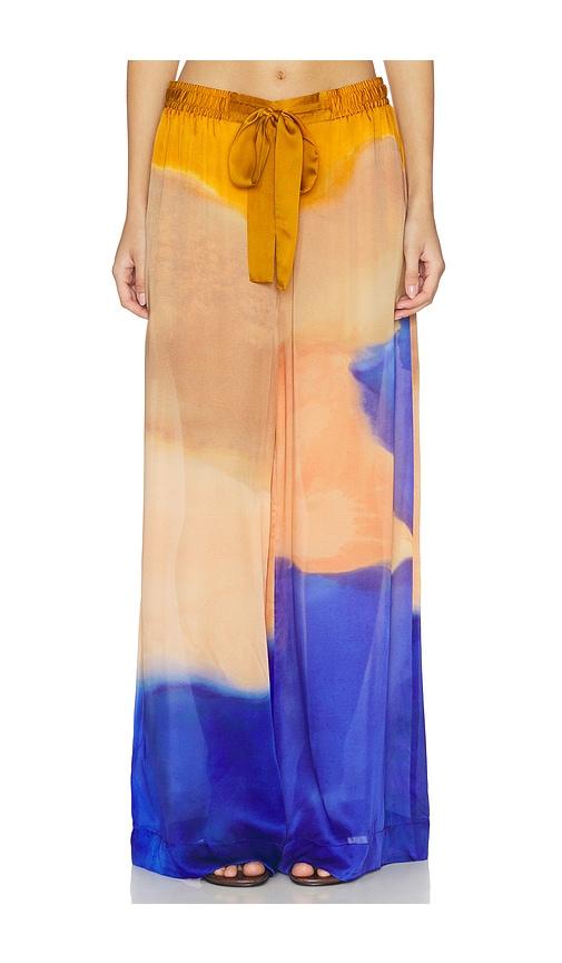 ulla johnson julien silk pants in peach,royal.