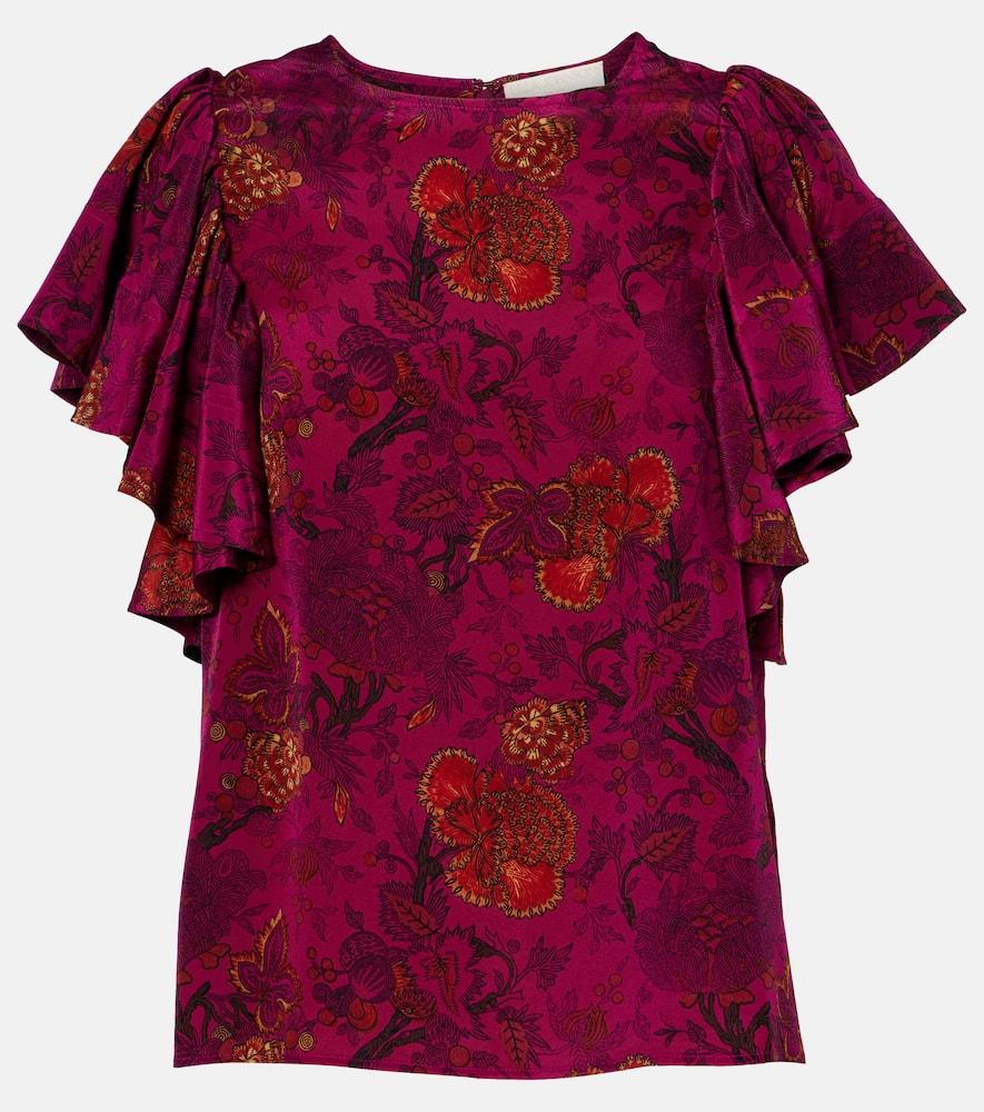 ulla johnson lena floral silk crêpe de chine top