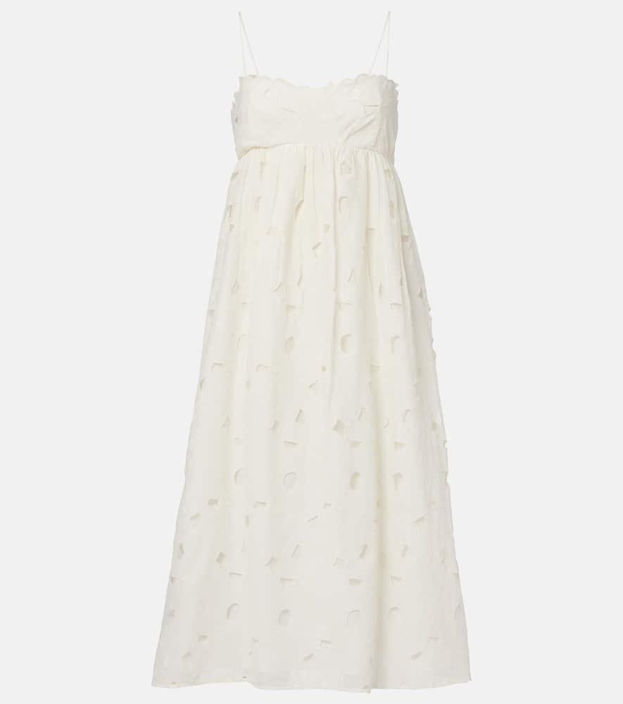 ulla johnson marina floral cotton organdy midi dress