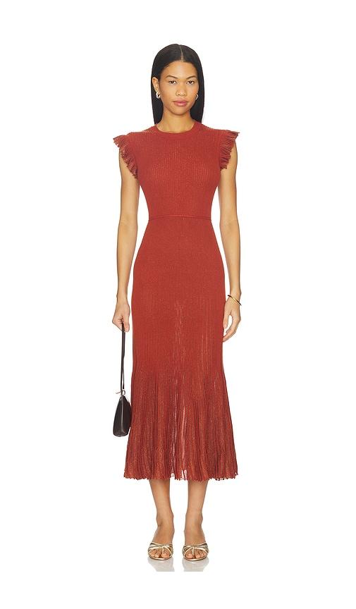 ulla johnson noelle dress in burnt orange.