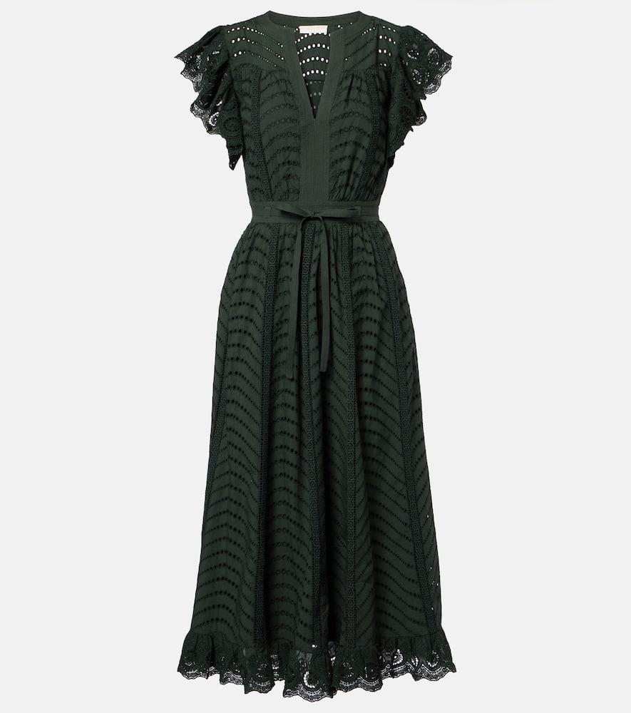 ulla johnson olga broderie anglaise cotton midi dress