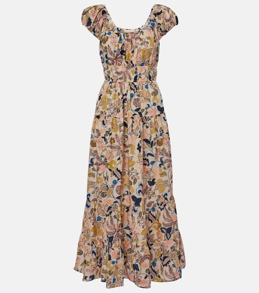 ulla johnson paloma printed cotton poplin midi dress