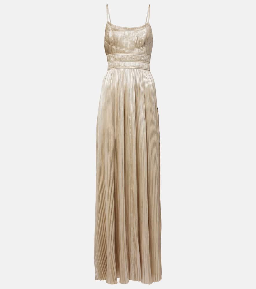 ulla johnson reine plissé satin gown