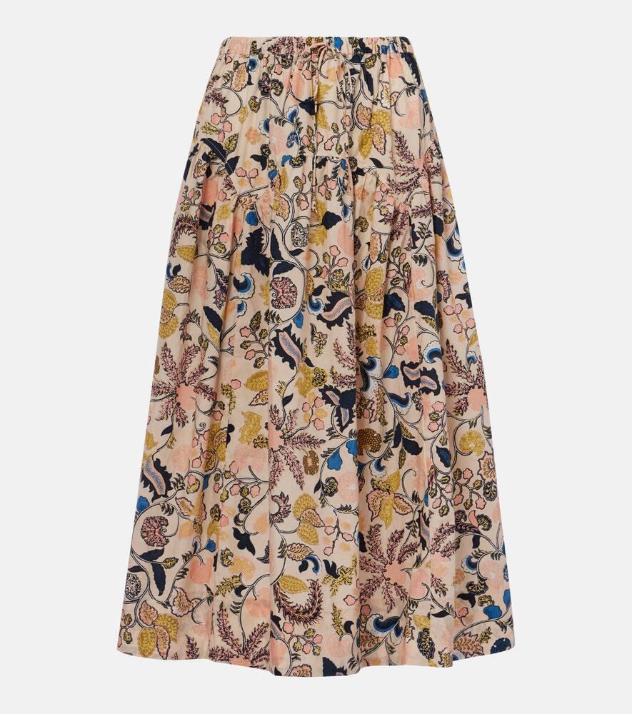 ulla johnson rosen floral cotton maxi skirt