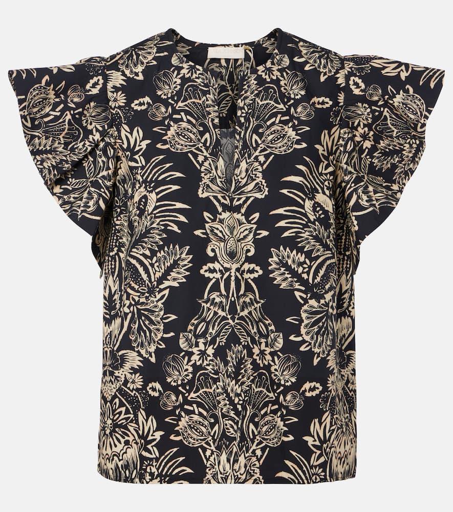 ulla johnson severine printed cotton poplin top