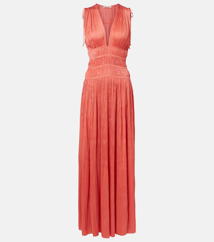 ulla johnson tasneem plissé satin gown