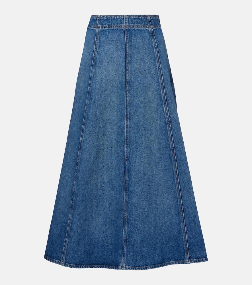 ulla johnson uma denim midi skirt