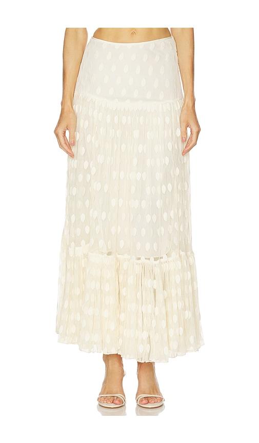 ulla johnson vera lace high waist maxi skirt in cream.