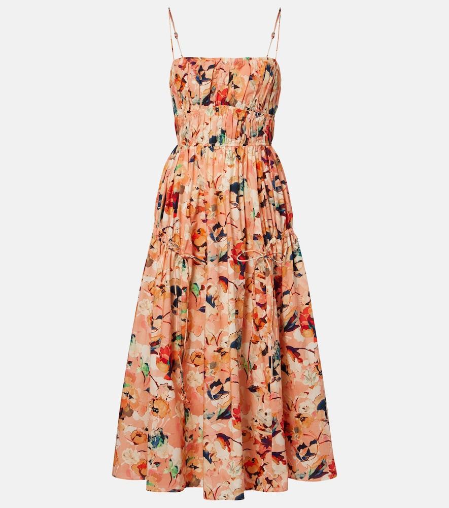 ulla johnson vidri floral cotton poplin midi dress