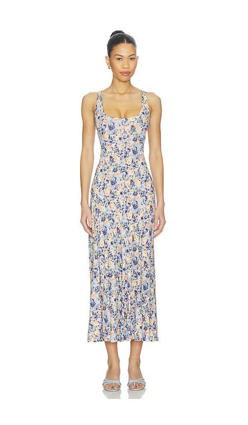 ulla johnson yasna jersey dress in blue,orange.