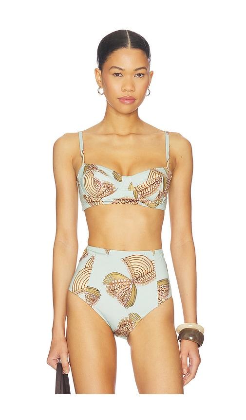 ulla johnson zahara bikini top in mint.
