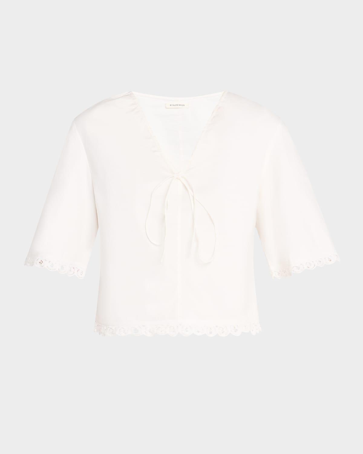ulrikke lace-trim organic cotton top