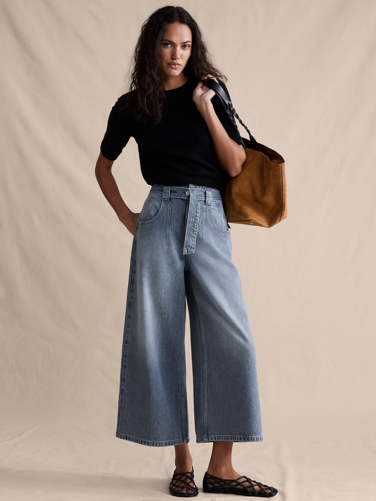 ultra-high rise lightweight culotte jean