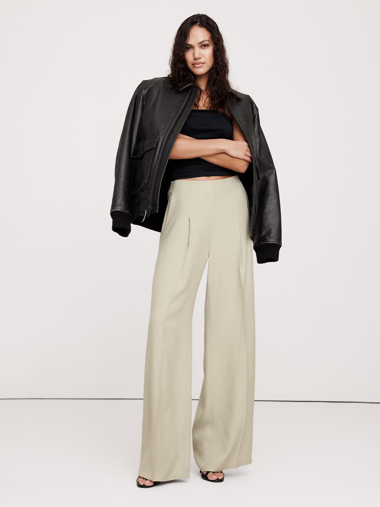 ultra high-rise wide-leg drapey twill pant