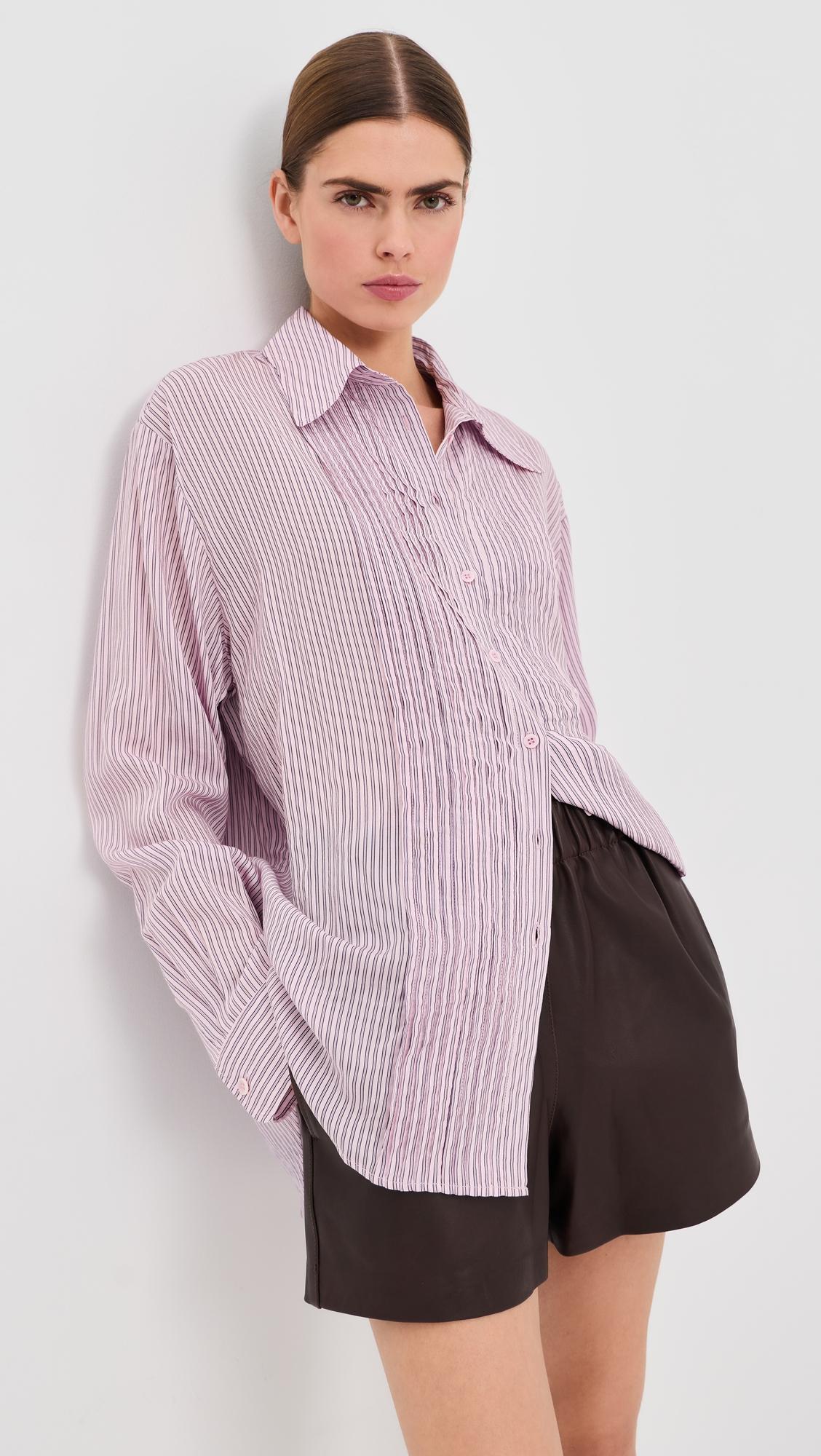 ultra light striped pintucked shirt