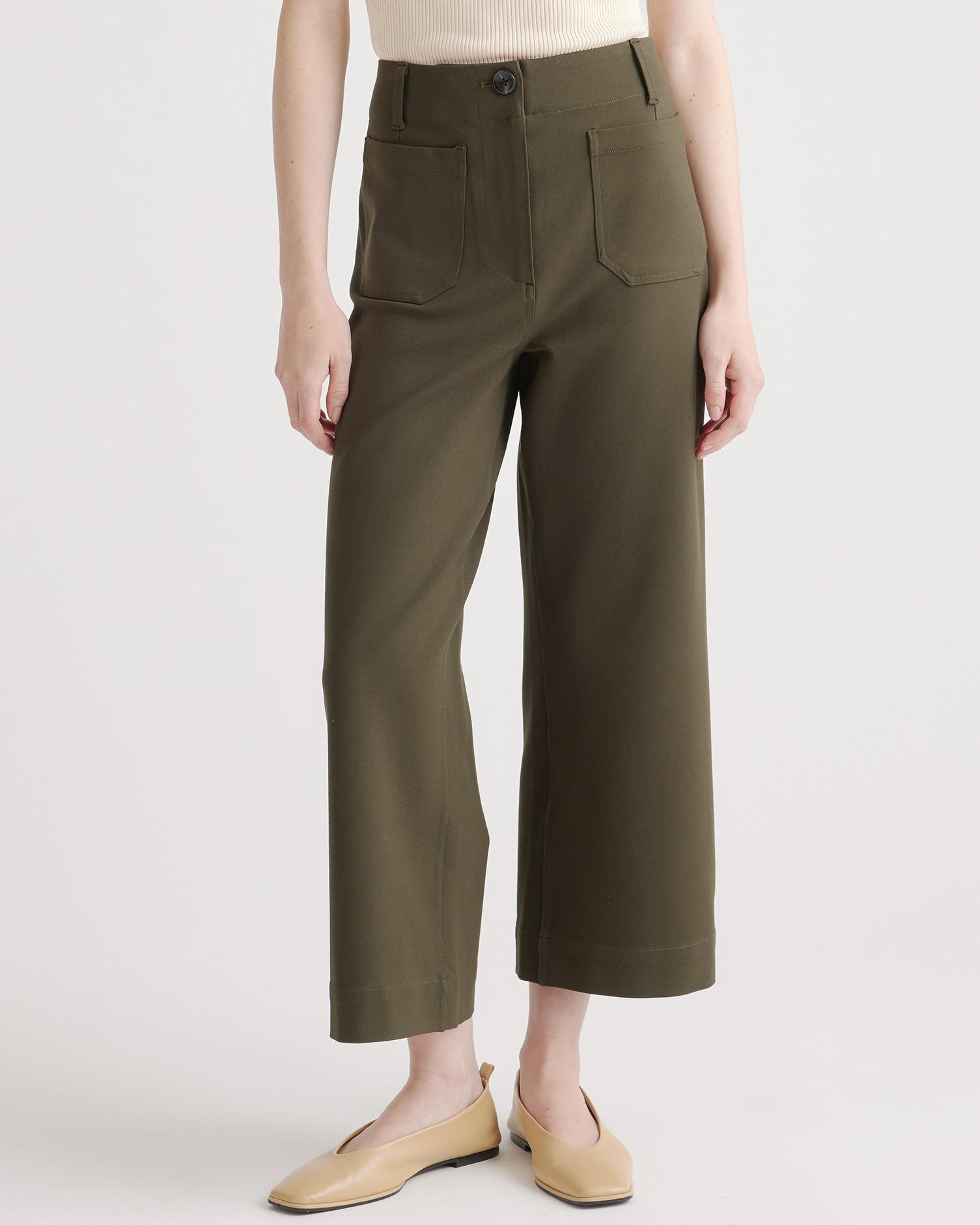 ultra-stretch ponte cropped wide leg pant