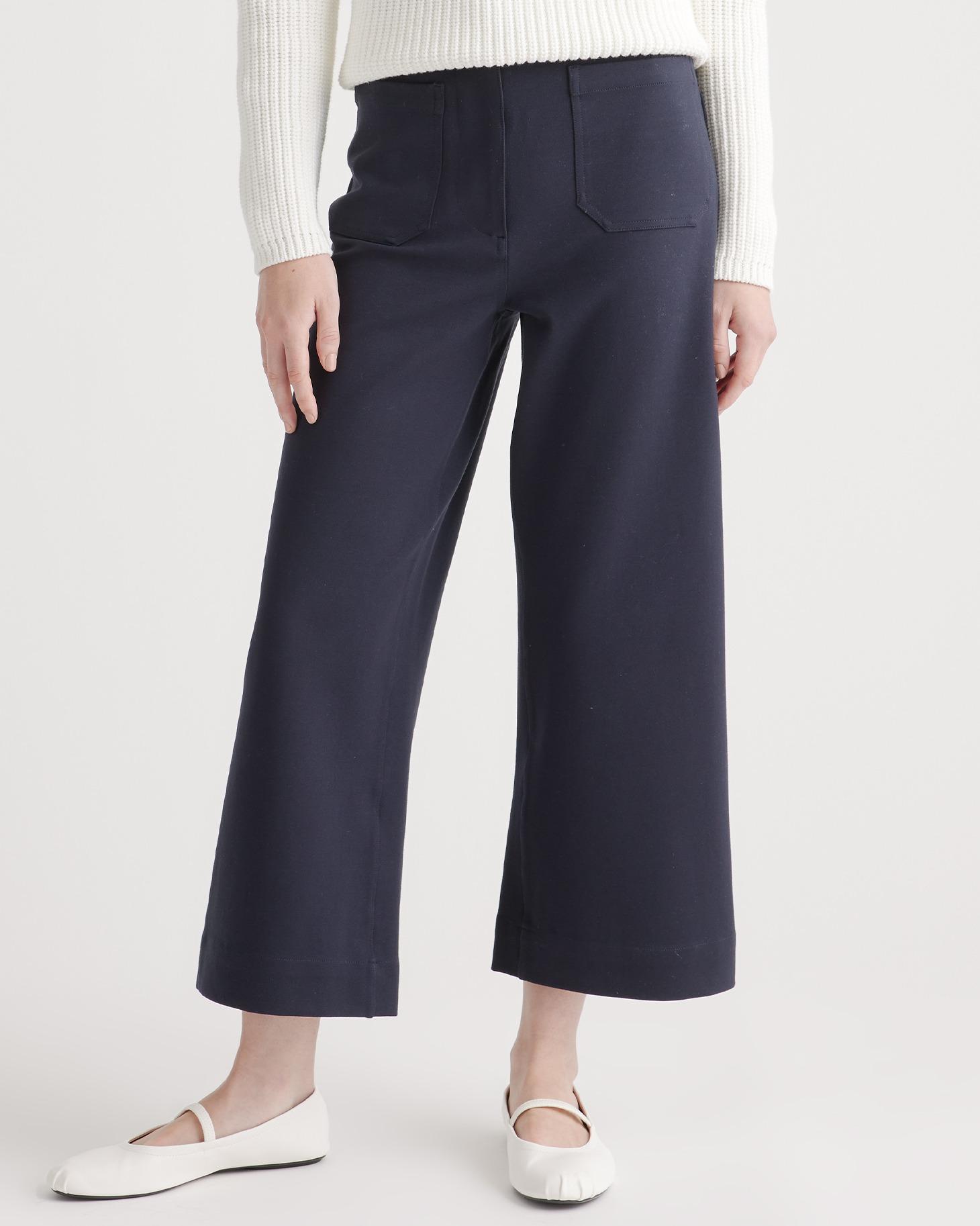 ultra-stretch ponte cropped wide leg pant