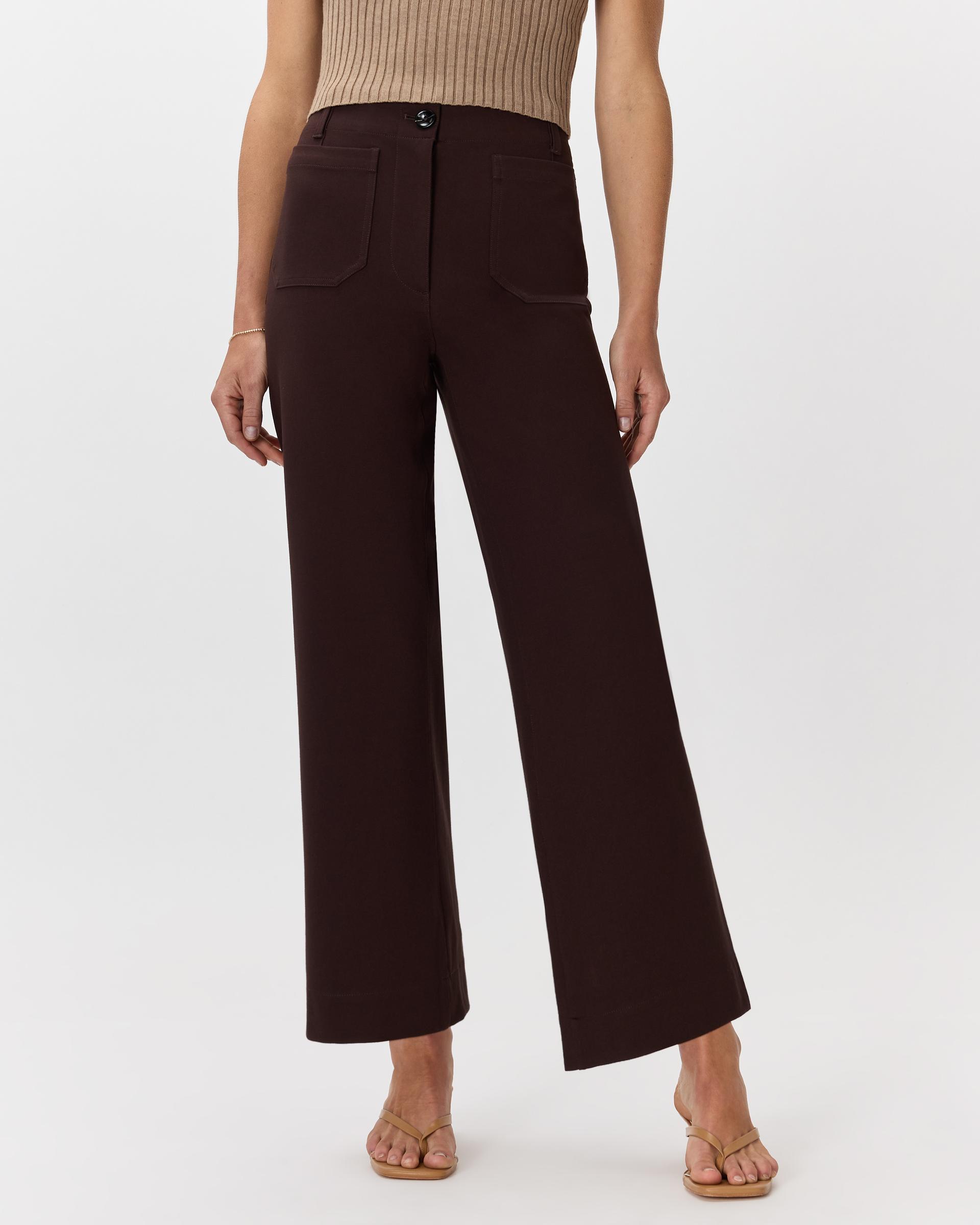 ultra-stretch ponte cropped wide leg pants