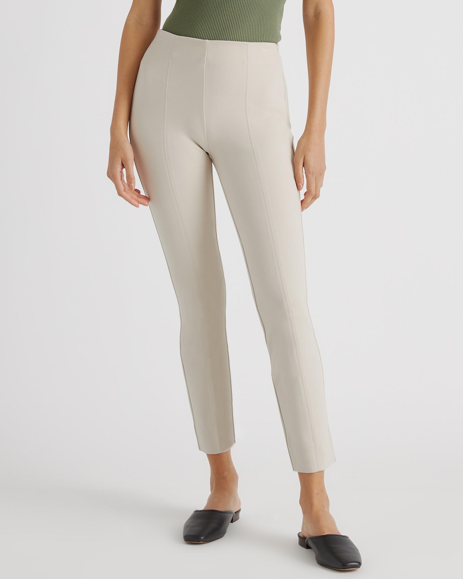 ultra-stretch ponte pintuck ankle pants