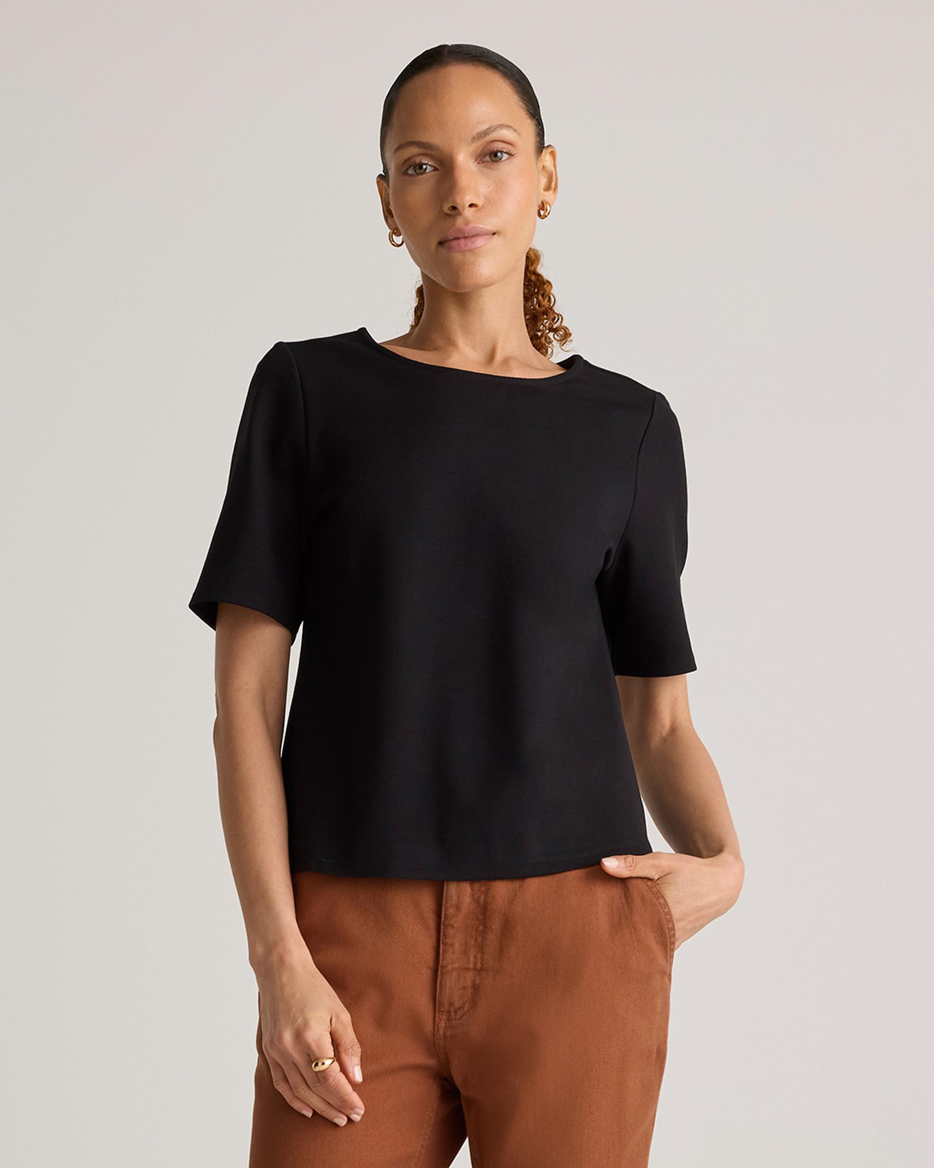 ultra-stretch ponte short sleeve top