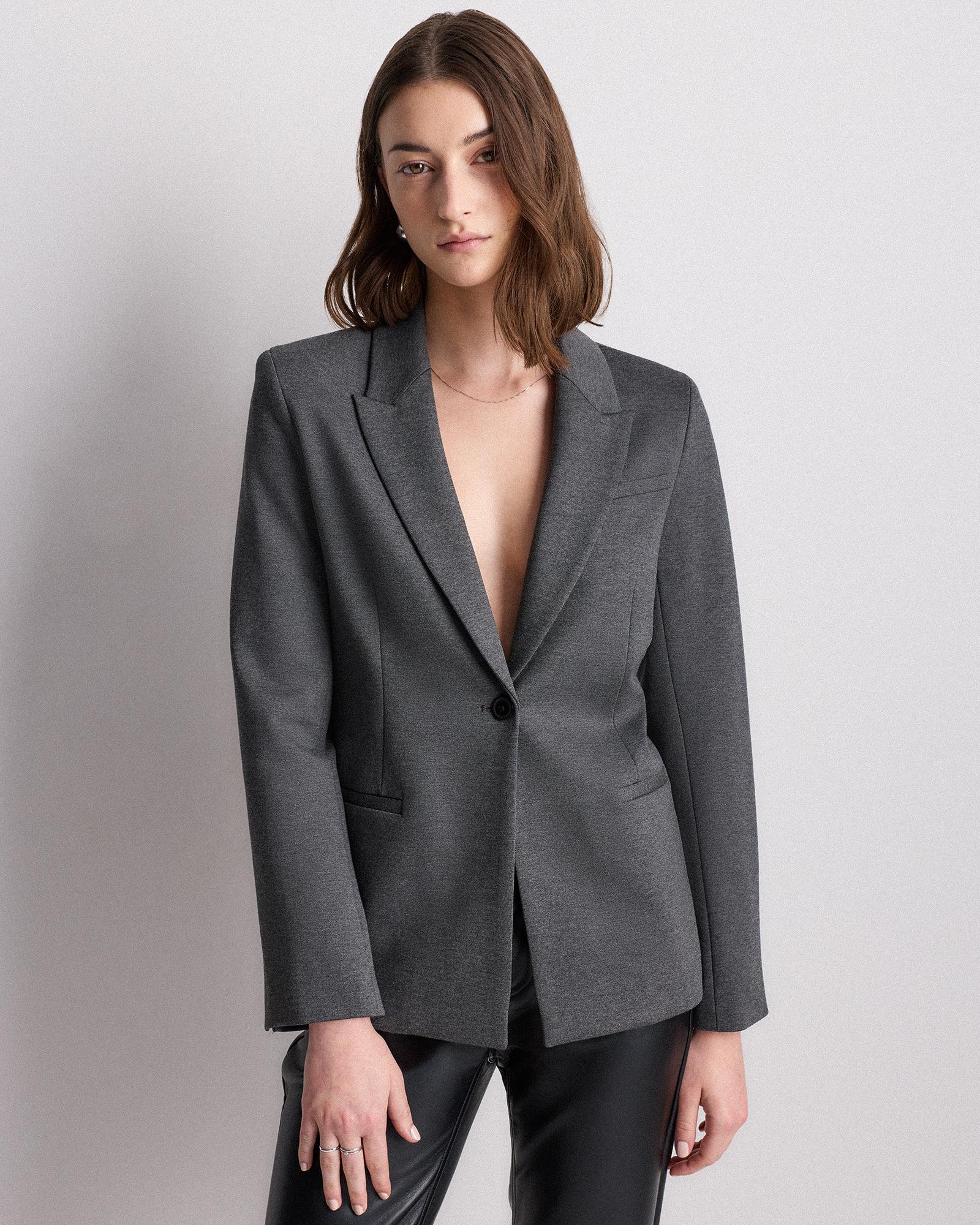 ultra-stretch ponte single-breasted blazer