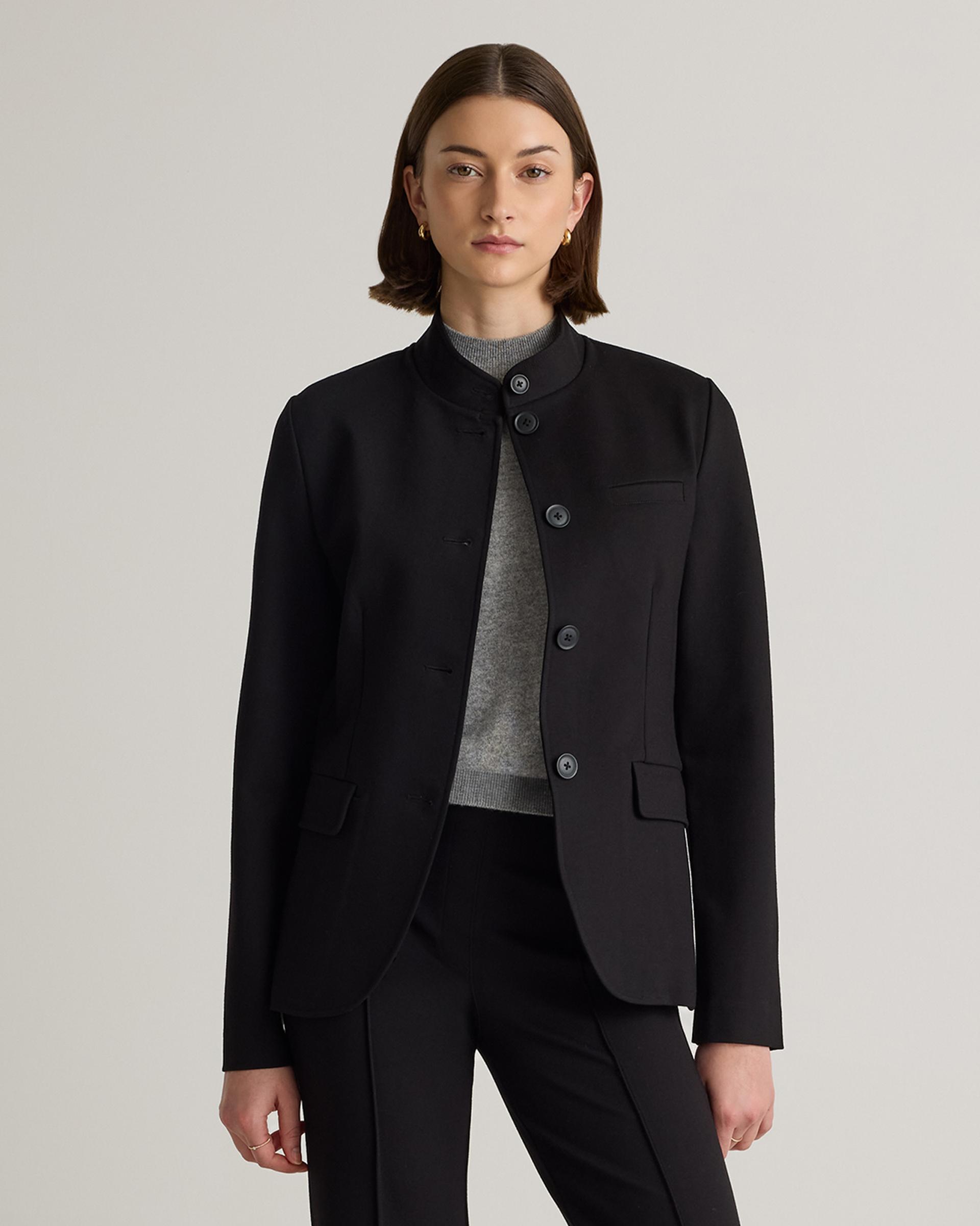 ultra-stretch ponte stand collar blazer